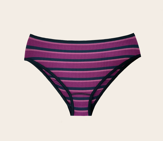Knickerhood Classic Knicker - Cherry Stripe - Ribbed TENCEL™ - Sustainable Underwear