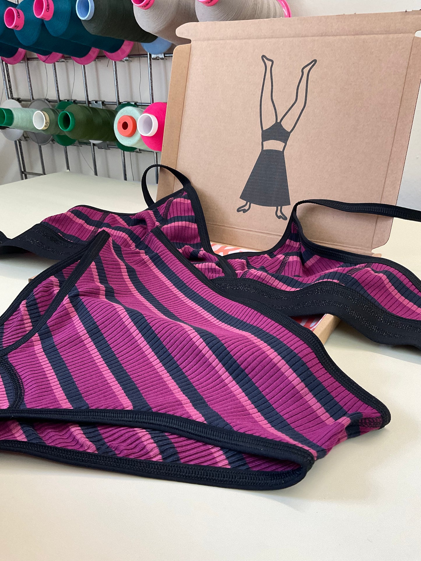 Knickerhood Emotionally Supportive Knickers - Cherry Stripe -  Ribbed TENCEL™ - Sustainable full-brief knicker